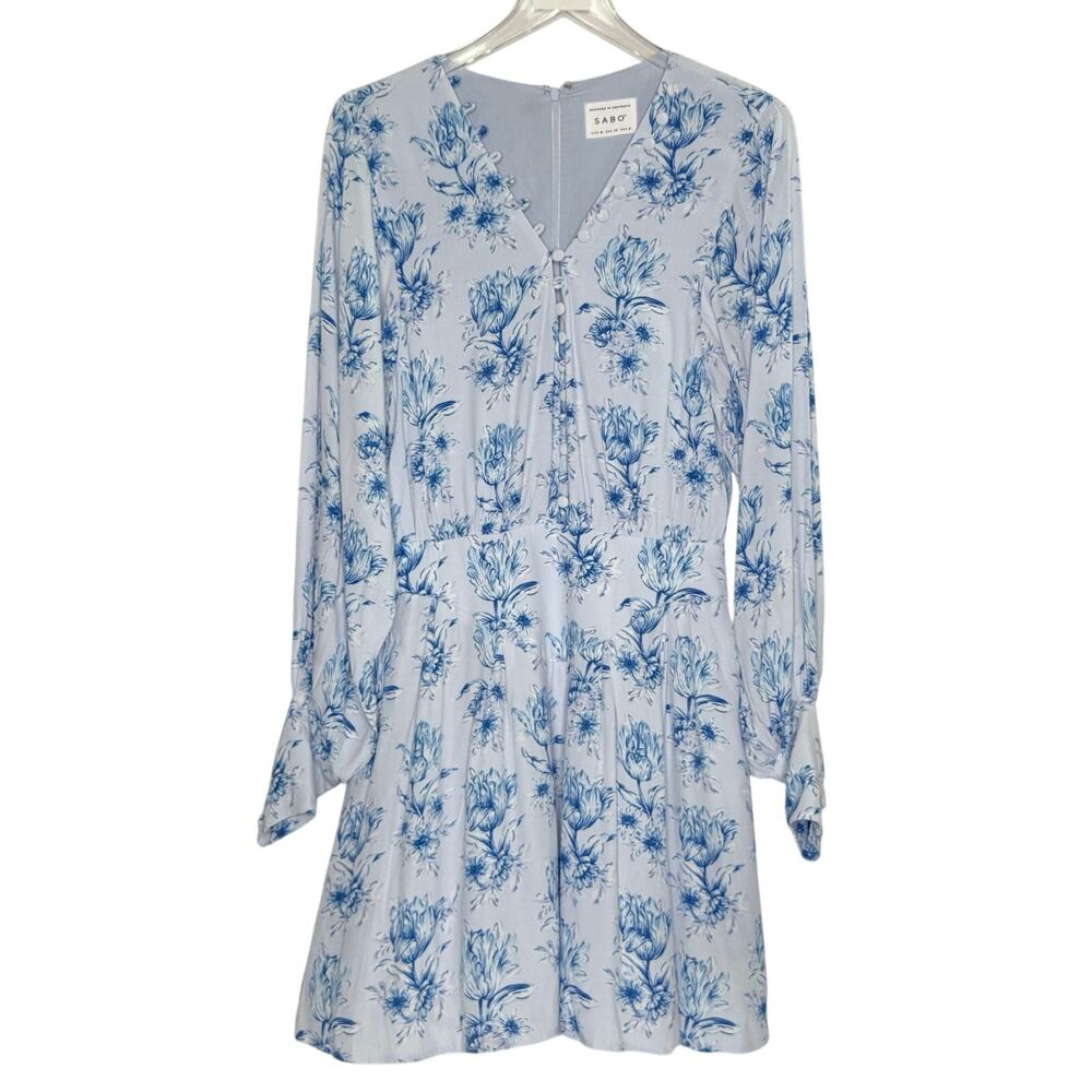 Sabo Aioki Corset Dress 6 Winter Tulip Blue Mini Floral Prairie Boho *flaw